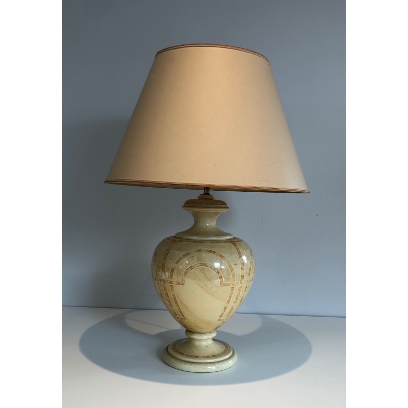 Vintage lamp in lacquered wood eggshell, 1970