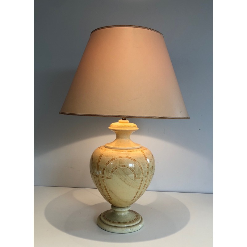 Vintage lamp in lacquered wood eggshell, 1970