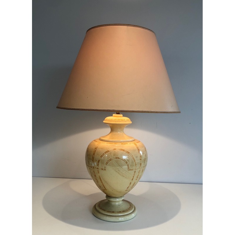 Vintage-Lampe aus lackiertem Holz Eierschale, 1970