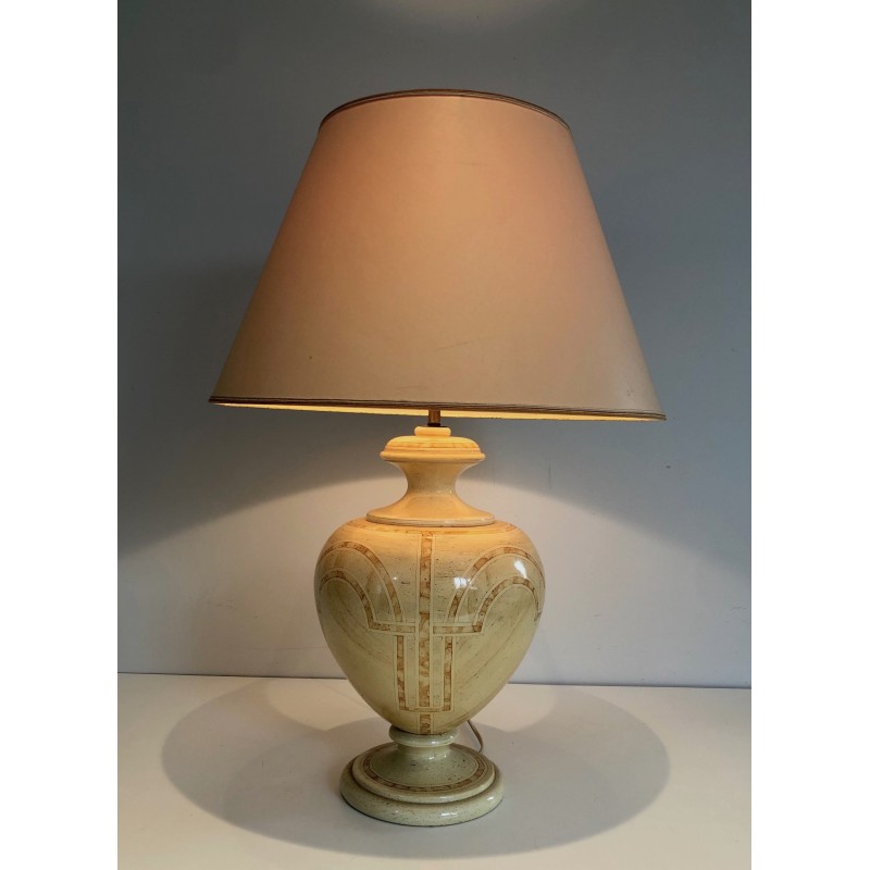 Vintage lamp in lacquered wood eggshell, 1970