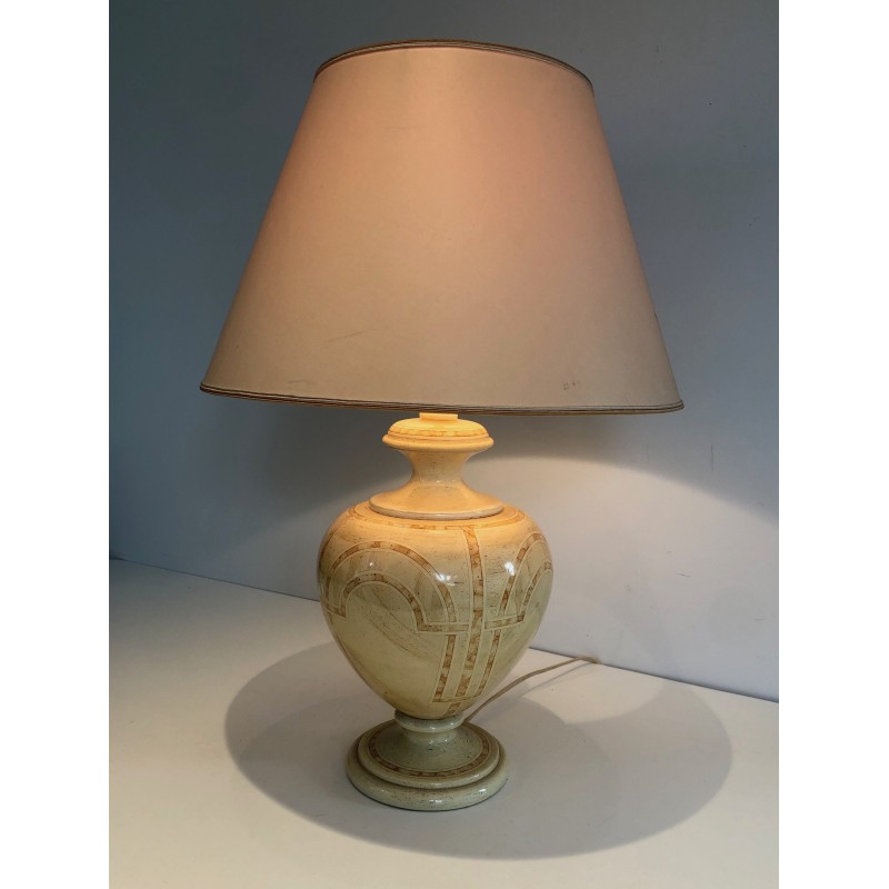 Vintage lamp in lacquered wood eggshell, 1970