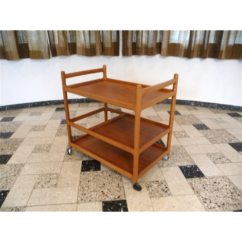 Teak Serving Bar Cart by Johannes Andersen for CFC Silkeborg - 1960s