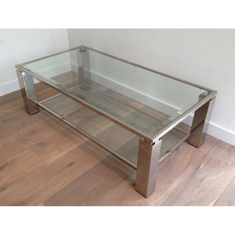 Vintage chrome coffee table, 1970