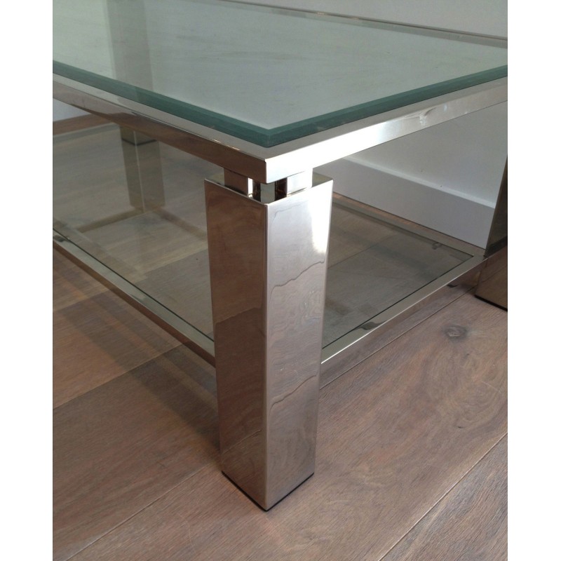 Table basse vintage chromée, 1970