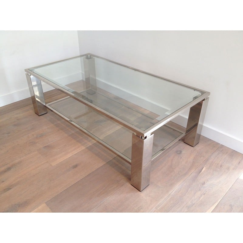 Vintage chrome coffee table, 1970