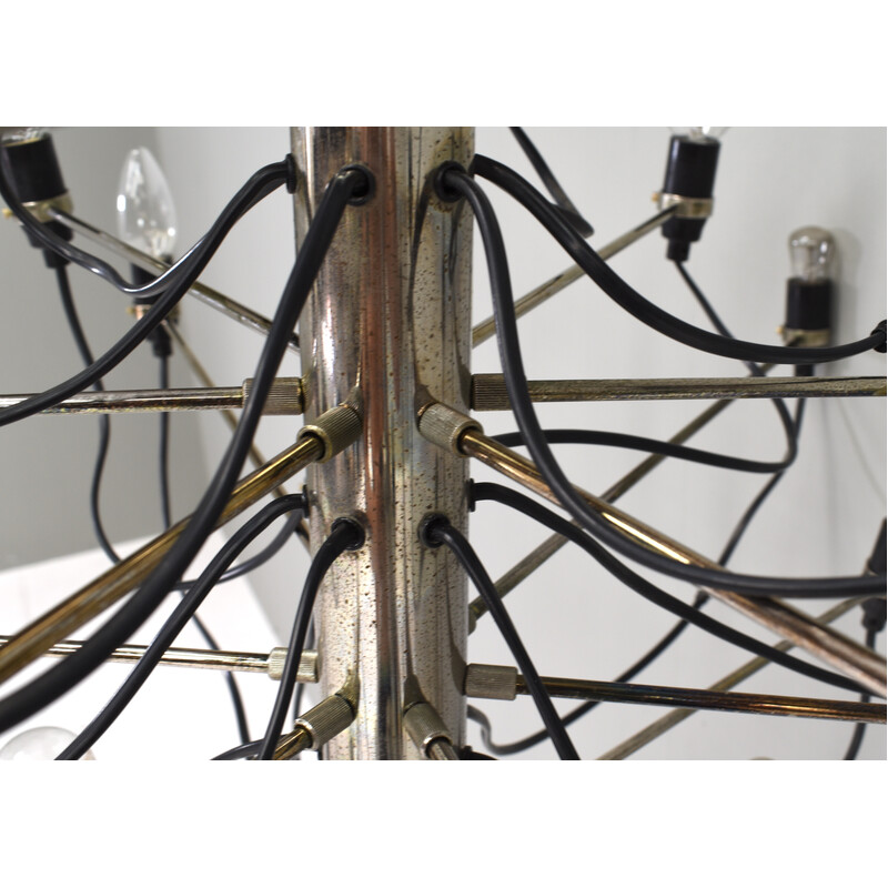 Vintage 2097/30 brass chandelier by Gino Sarfatti for Arteluce, Italy 1958