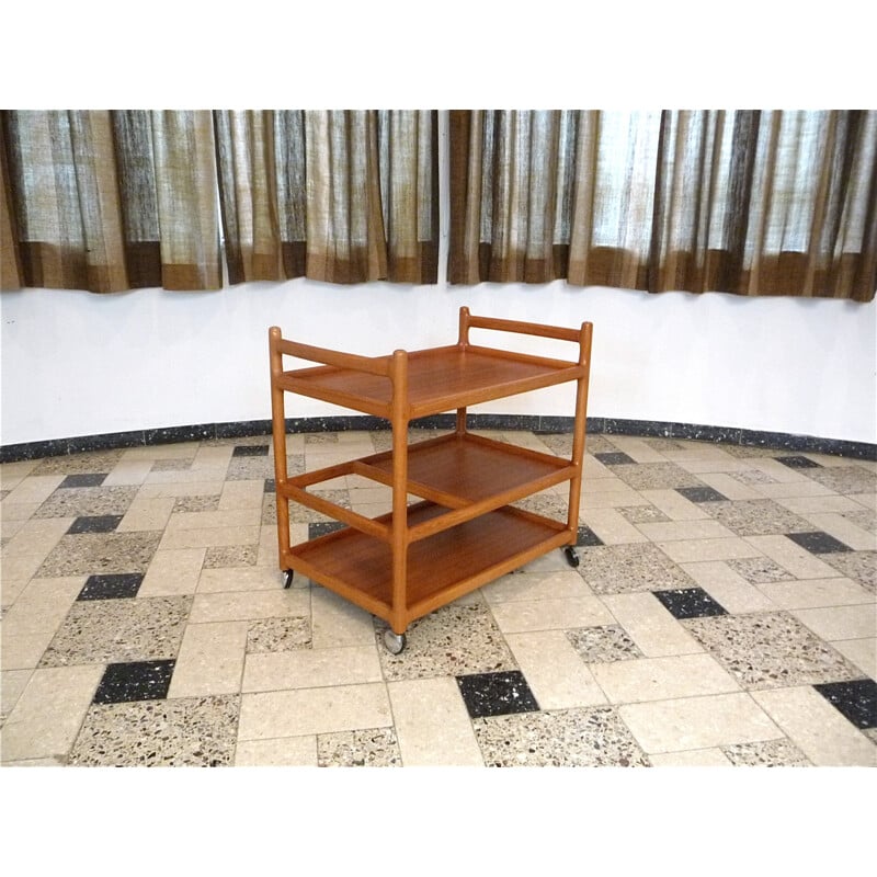 Teak Serving Bar Cart by Johannes Andersen for CFC Silkeborg - 1960s