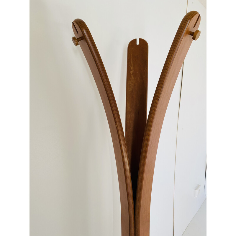 Vintage cherry wood coat rack, Italy 1980s