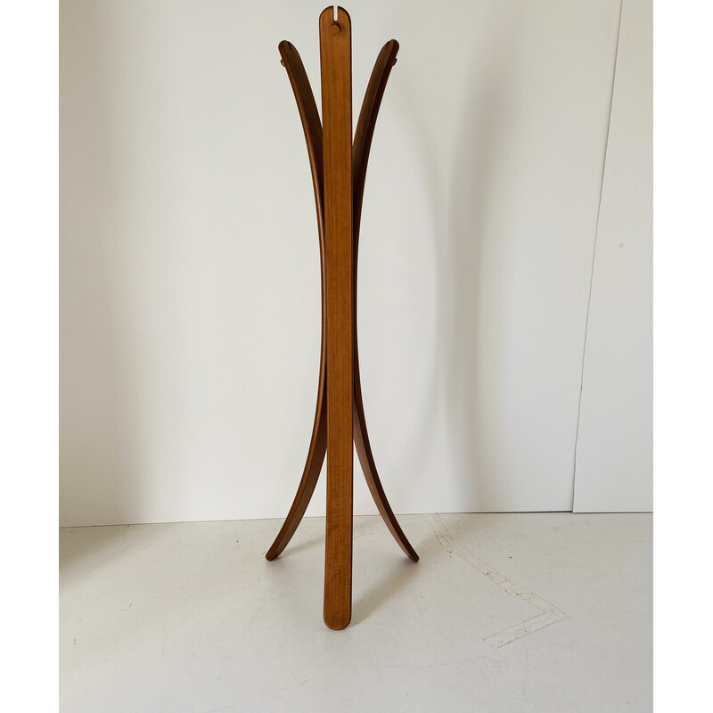 Vintage cherry wood coat rack, Italy 1980s