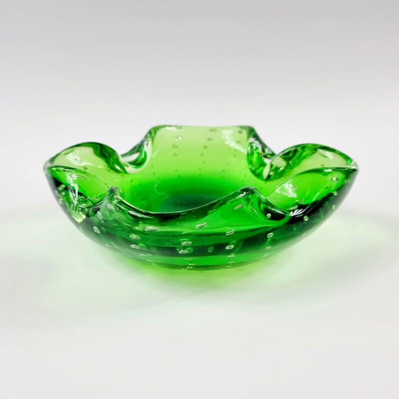 Vintage Bullicante ashtray in Murano glass by Barovier and Toso, Italy 1960s