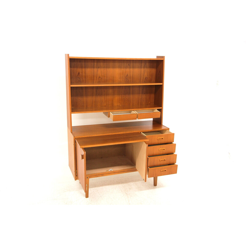 Vintage bureau in teak en beuken, Zweden 1960