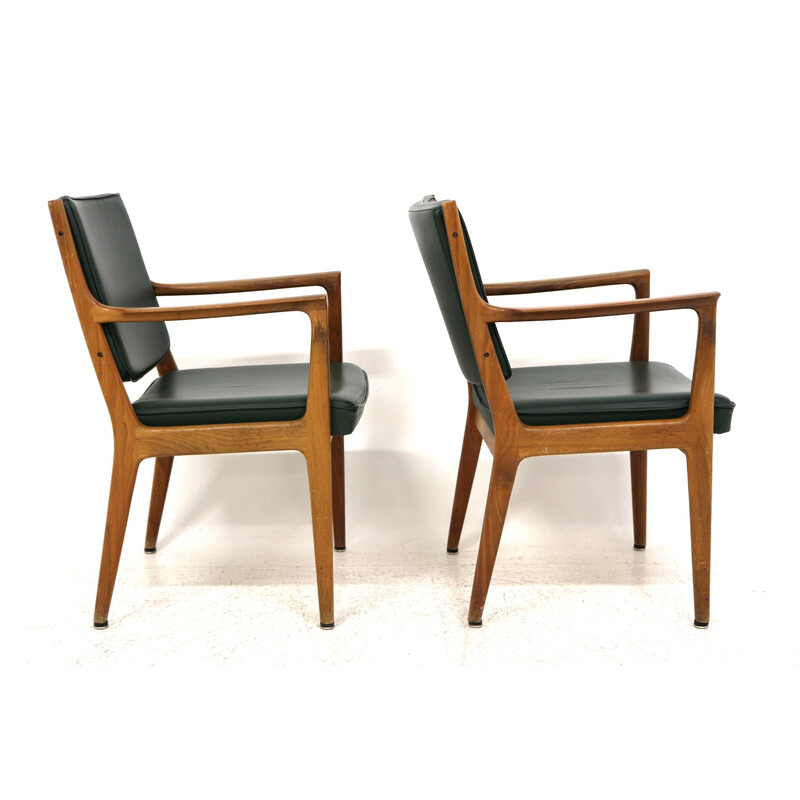 Pair of vintage leather armchairs by Karl Erik Ekselius, Sweden 1960