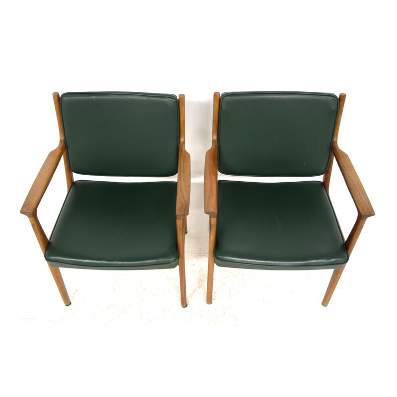 Pair of vintage leather armchairs by Karl Erik Ekselius, Sweden 1960