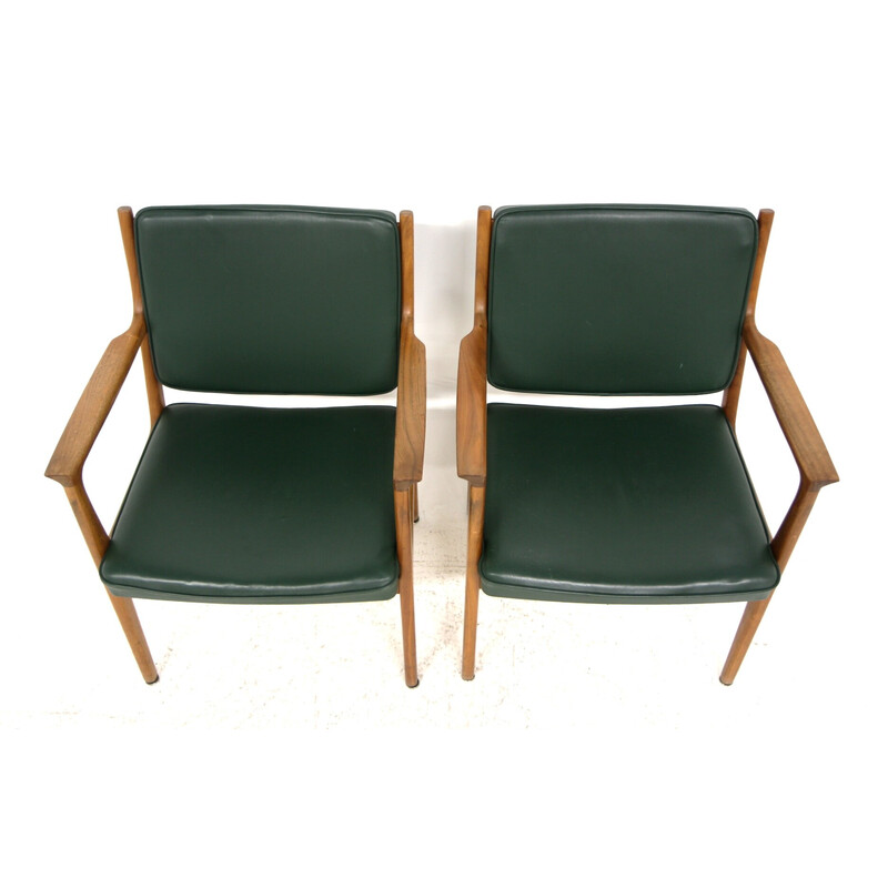 Pareja de sillones de cuero vintage de Karl Erik Ekselius, Suecia 1960