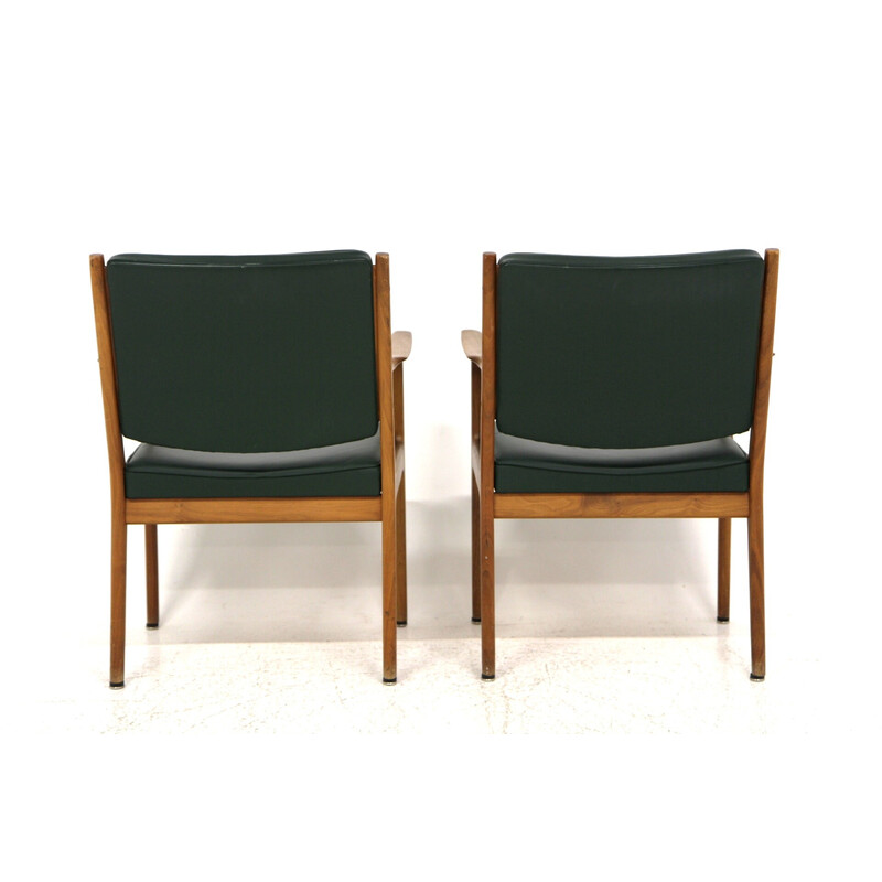 Pareja de sillones de cuero vintage de Karl Erik Ekselius, Suecia 1960