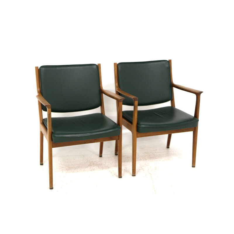 Pair of vintage leather armchairs by Karl Erik Ekselius, Sweden 1960