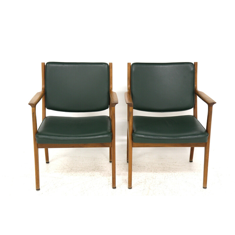 Pair of vintage leather armchairs by Karl Erik Ekselius, Sweden 1960