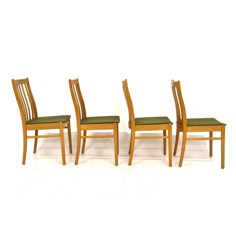 Set of 4 vintage oakwood chairs, Sweden 1960