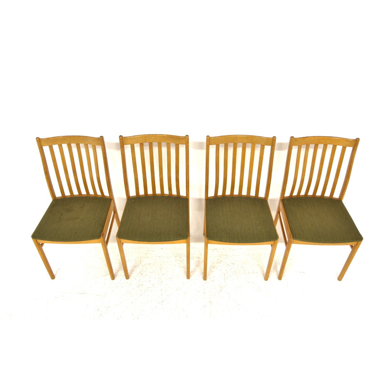 Set of 4 vintage oakwood chairs, Sweden 1960