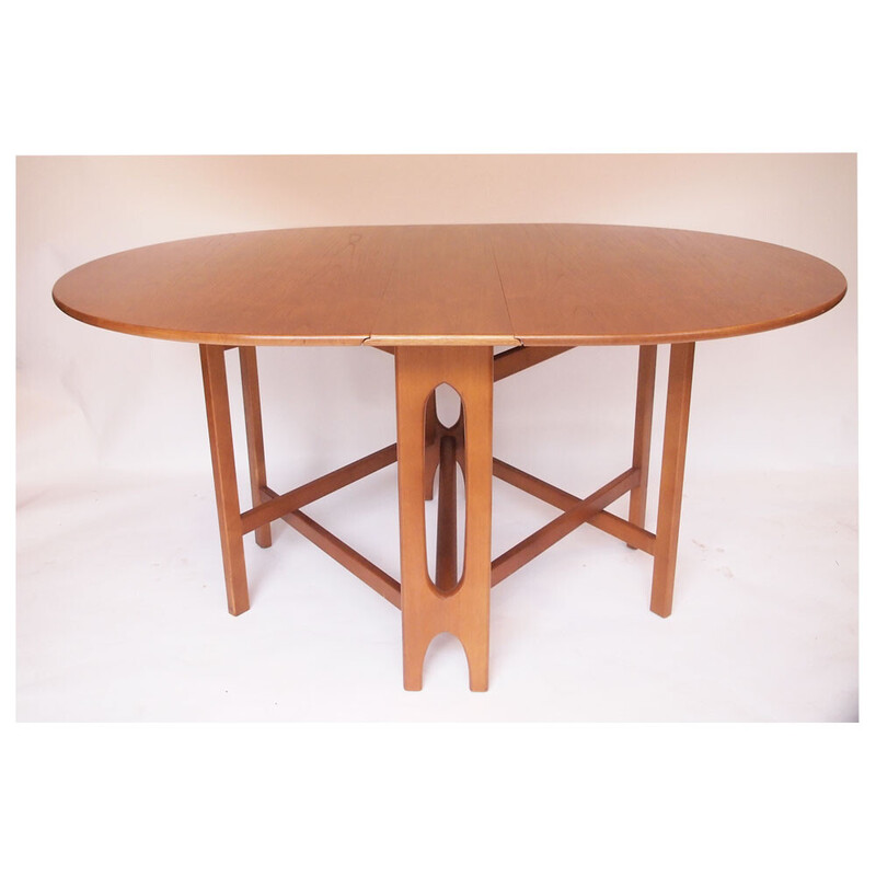 Scandinavian vintage folding table with 2 leaves, 1960