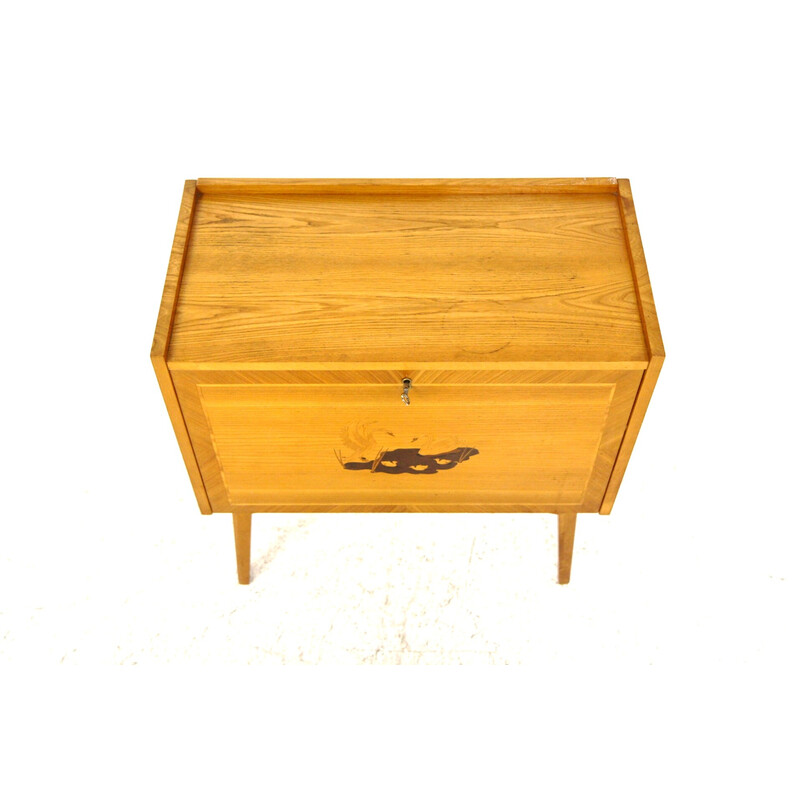 Vintage elmwood chest of drawers, Sweden 1950