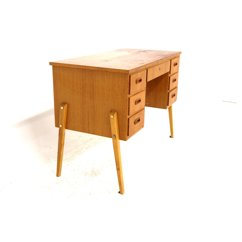 Vintage teakhouten bureau, Zweden 1950