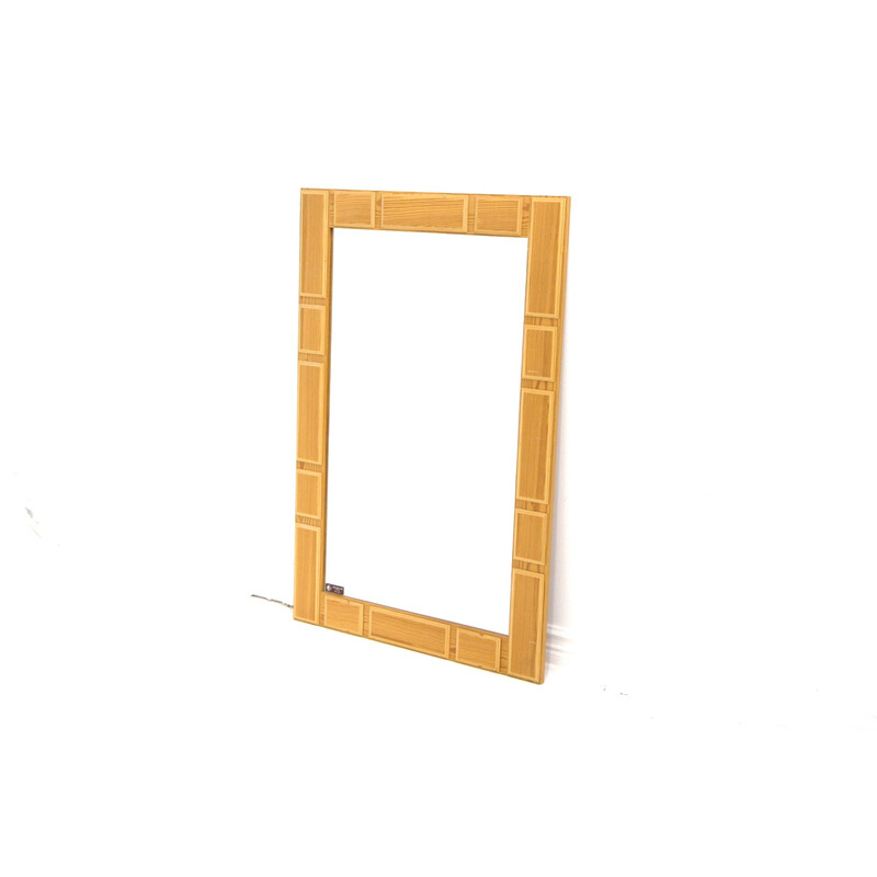 Vintage beechwood mirror by Glas and Trä Hovmantorp, Sweden 1960