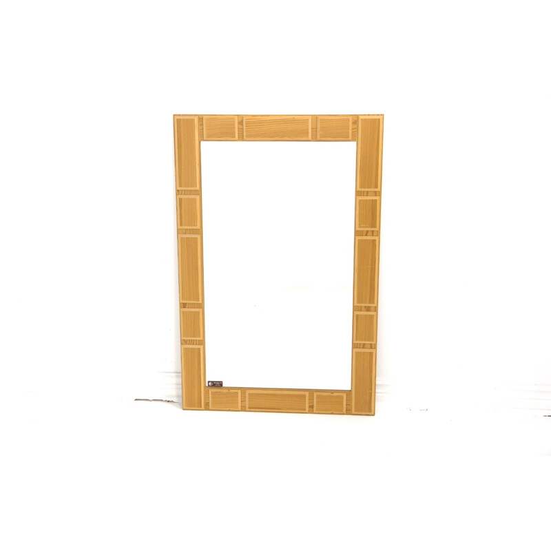 Vintage beechwood mirror by Glas and Trä Hovmantorp, Sweden 1960