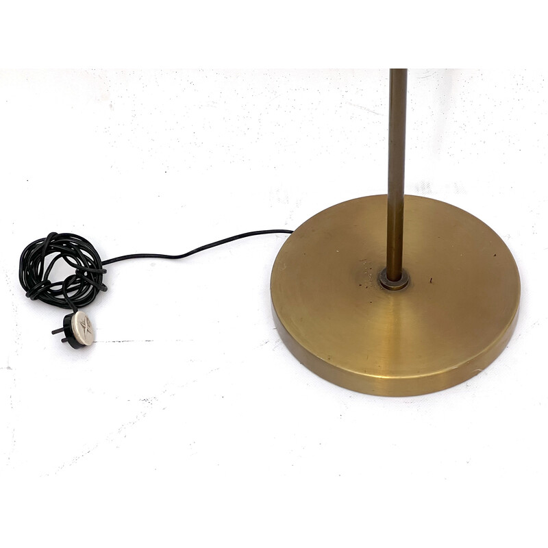 Vintage brass and glass three arms floor lamp by Stilux, Italy 1960s