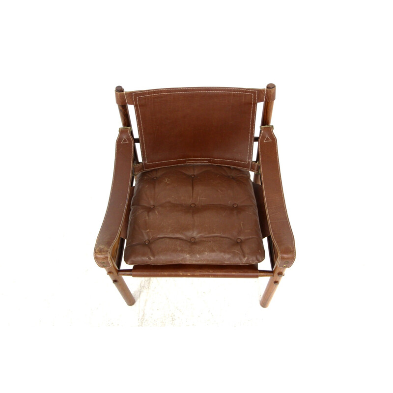 Vintage "Sirocco" fauteuil in rozenhout en leer van Arne Norell, Zweden 1960