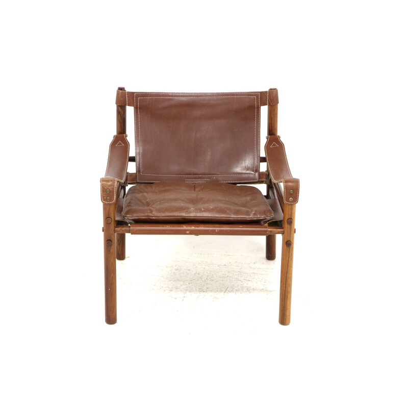 Vintage "Sirocco" armchair in rosewood and leather by Arne Norell, Sweden 1960