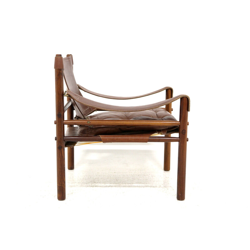 Vintage "Sirocco" fauteuil in rozenhout en leer van Arne Norell, Zweden 1960