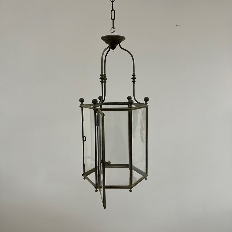 Lanterna de latão Vintage, Inglaterra 1930s