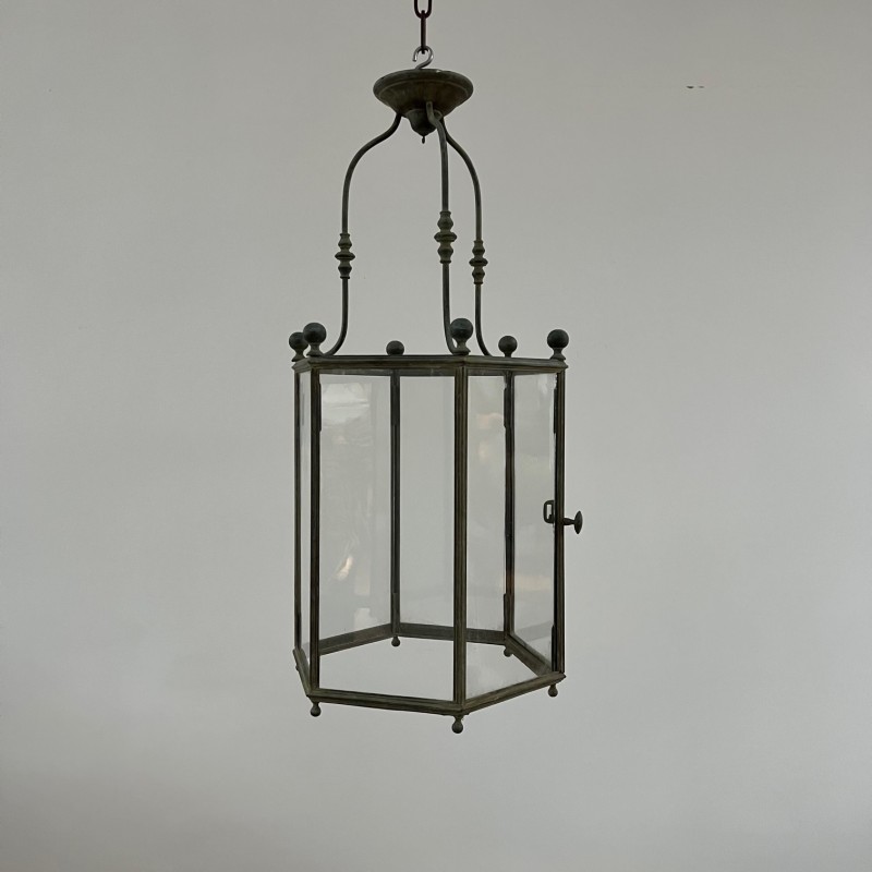 Lanterna de latão Vintage, Inglaterra 1930s