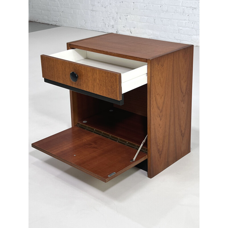 Pair of vintage teak and black lacquer night stands, 1960