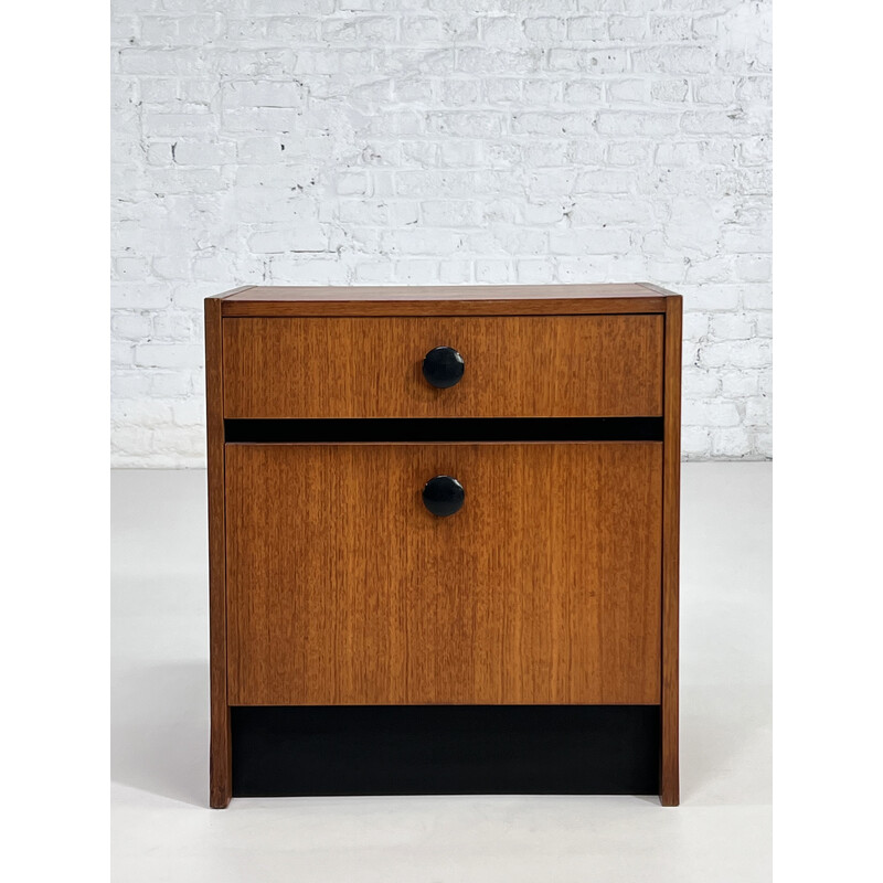 Pair of vintage teak and black lacquer night stands, 1960