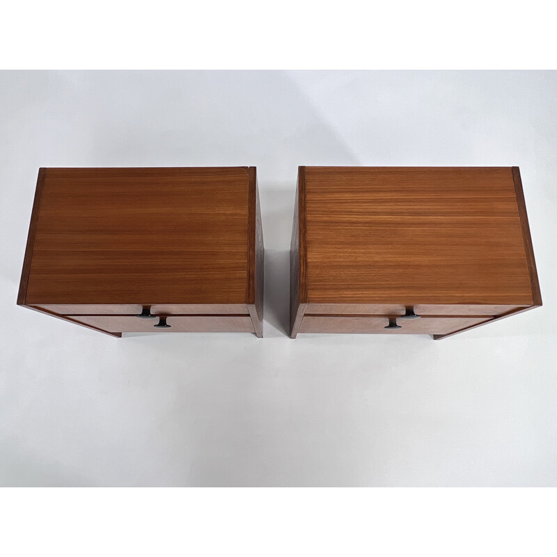 Pair of vintage teak and black lacquer night stands, 1960