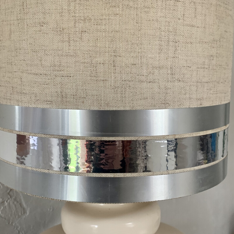 Lámpara de mesa vintage de cerámica y lana