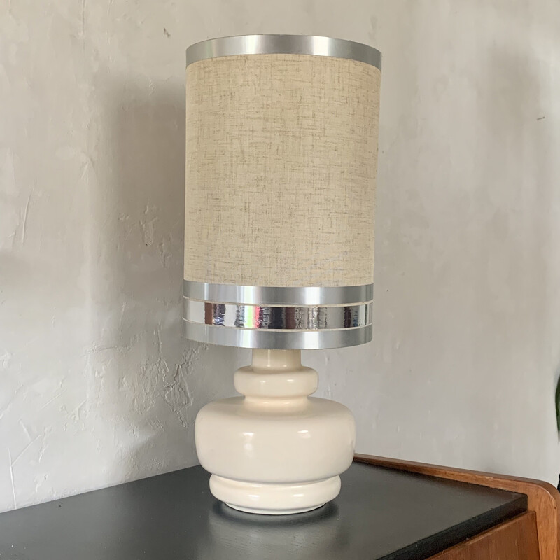 Vintage-Tischlampe aus Keramik und Wolle