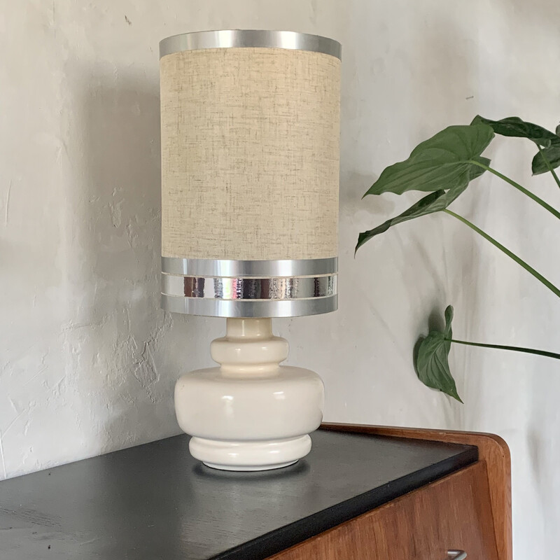 Vintage table lamp in ceramic and wool