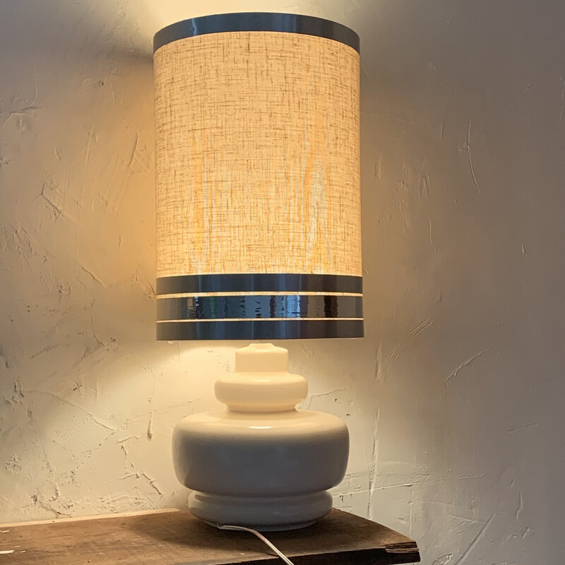 Vintage table lamp in ceramic and wool