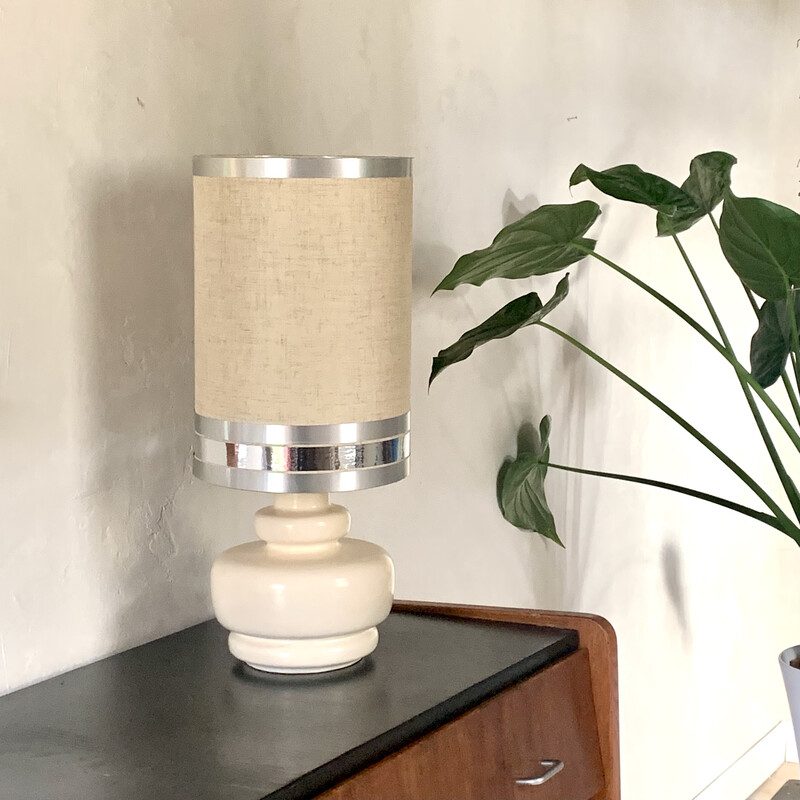 Vintage table lamp in ceramic and wool