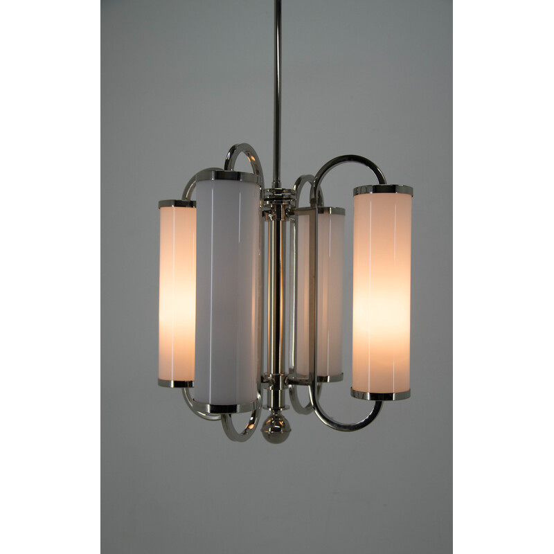 Art Deco vintage tubular chandelier, 1930s