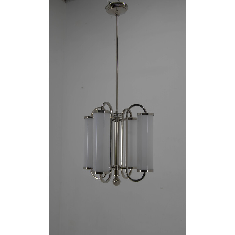 Art Deco vintage tubular chandelier, 1930s