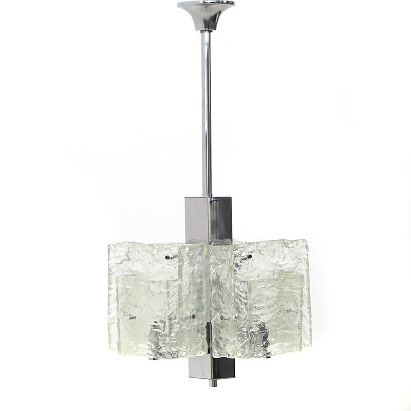 Lámpara vintage de cromo con difusores de cristal de Mazzega, años 70