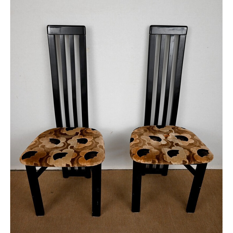 Scacchiera vintage e coppia di sedie di Paul Michel, 1970