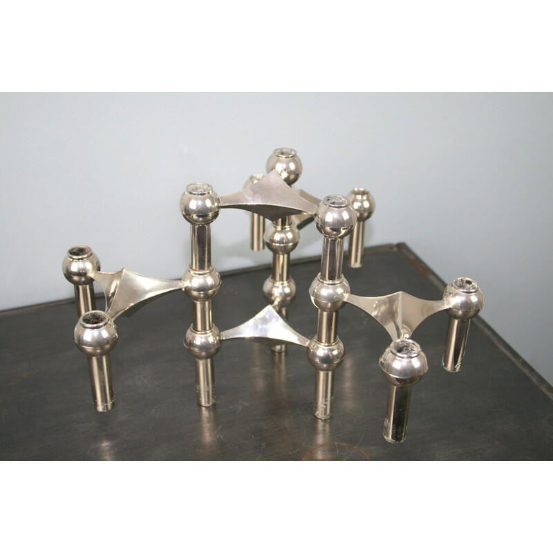 Set of 5 vintage modular candlesticks by Nagel, 1970