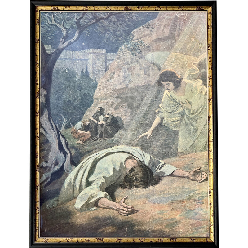 Grabado de época "La agonía en el huerto de Getsemaní", años 30