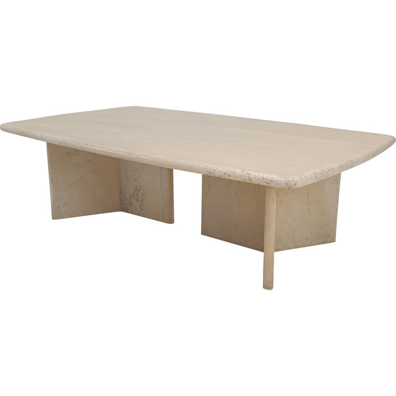 Italian vintage travertine coffee table, 1980s