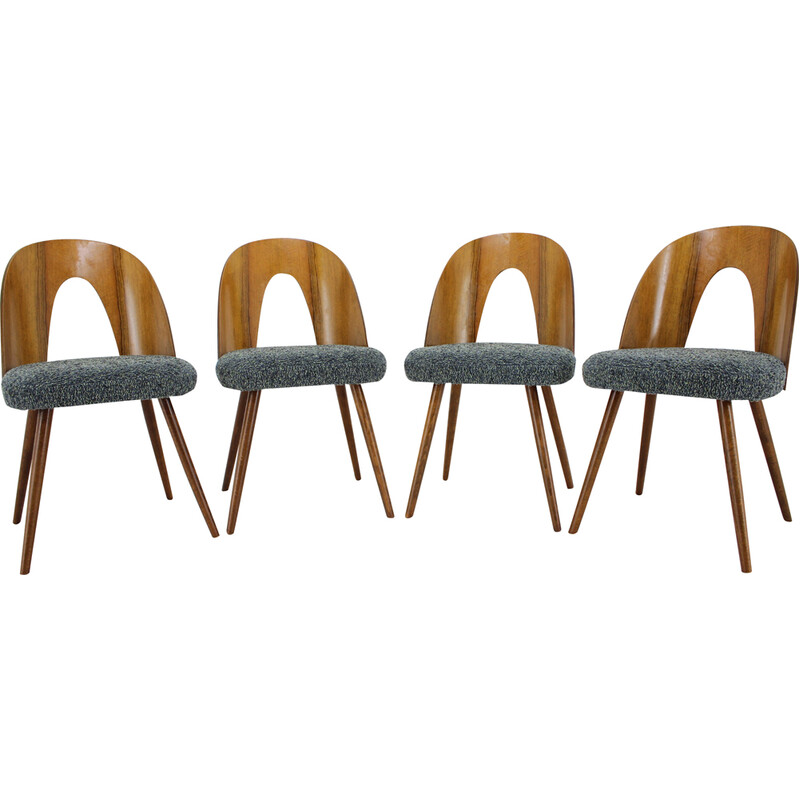 Set of 4 vintage walnut dining chairs by Antonin Suman, Czechoslovakia 1960s